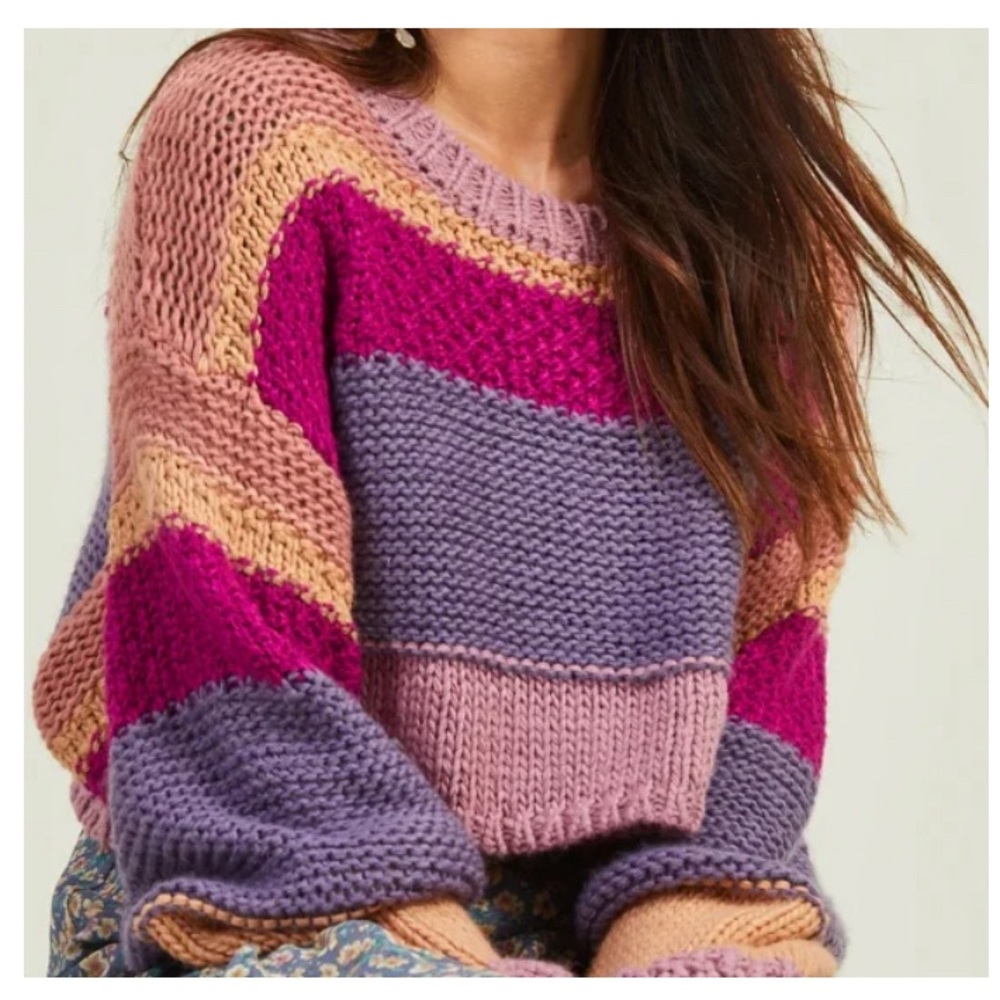 Altar’d State Striped Chunky Cropped Sweater NWT!